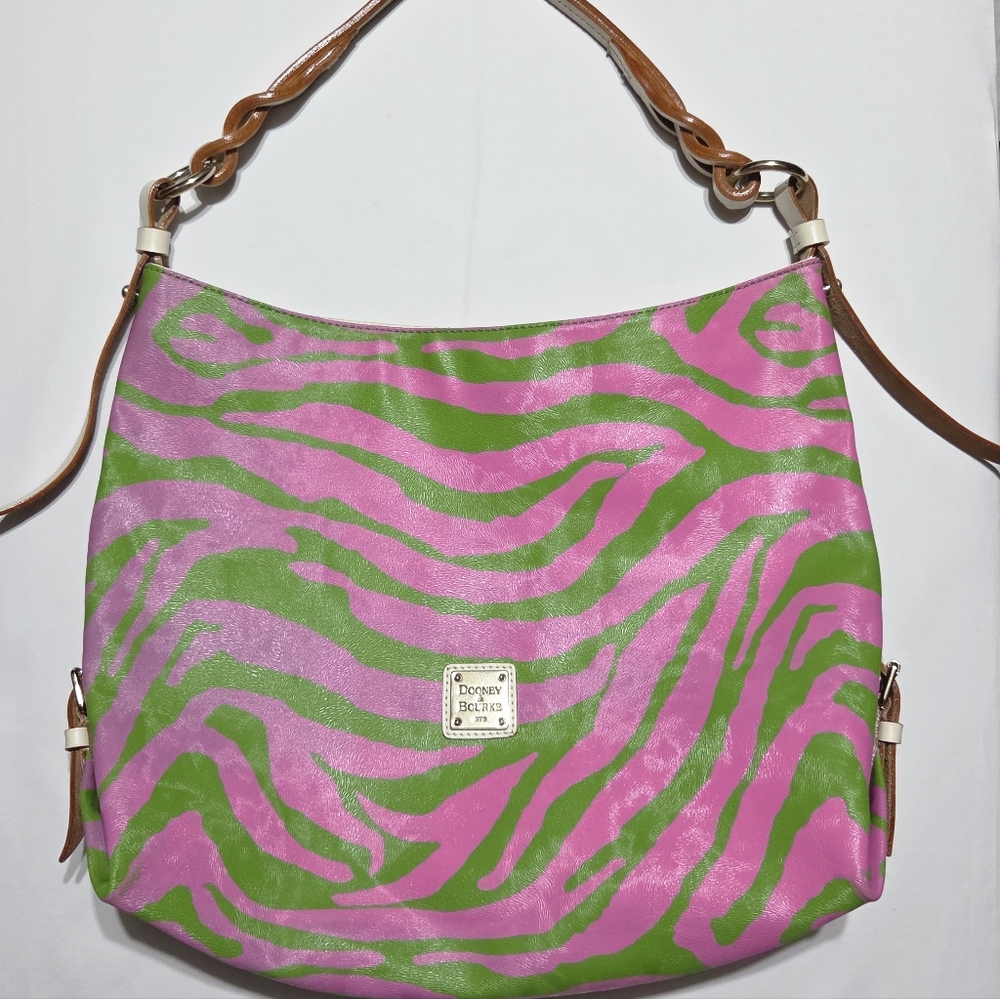 Dooney & Bourke Pink and Green Zebra Shoulder Bag. This Is A Truly Unique Bag!😍